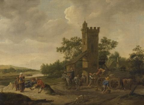 NK 2655 - River Landscape with Figures and a Wagon by a Tower by Jan Steen (photo: RCE)