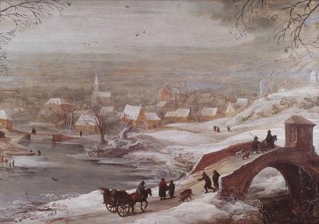 NK 1821 - Winterlandschap met reizigers op een brug door J. de Momper II (foto: RCE)