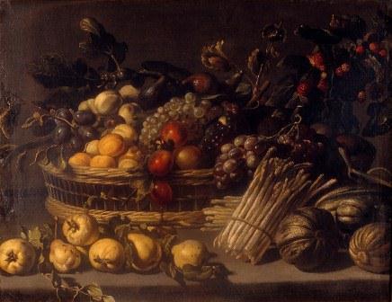 NK 1596 - Still life with basket of fruit and asparagus by L. Meléndez de Ribera (photo: RCE)