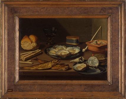 NK 1644 - Stilleven met gerookte haring, oesters en rookgerei door Floris van Schooten(foto: RCE)
