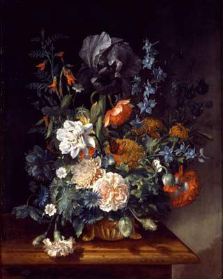 NK 1672 - Stilleven met iris, pioenen en andere bloemen in een vaas door Herman van der Mijn (foto: RCE)